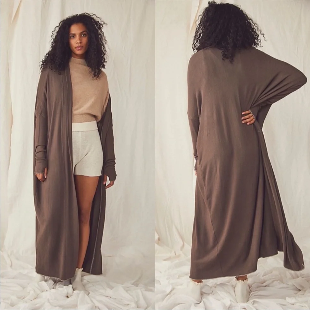 Intimately Free People Warm Up Cardi In Serene Smoke